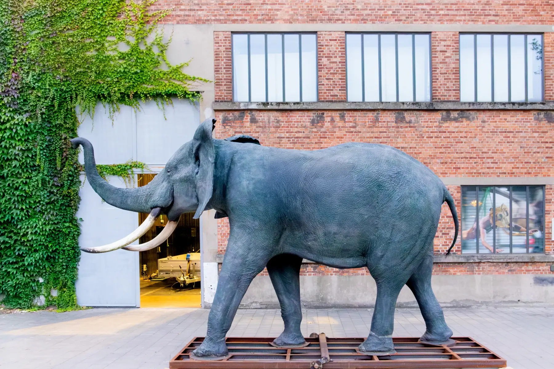 Het olifantenbeeld Tembo aan het Wintercircus in Gent
